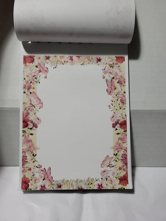 Pink flowery notepad