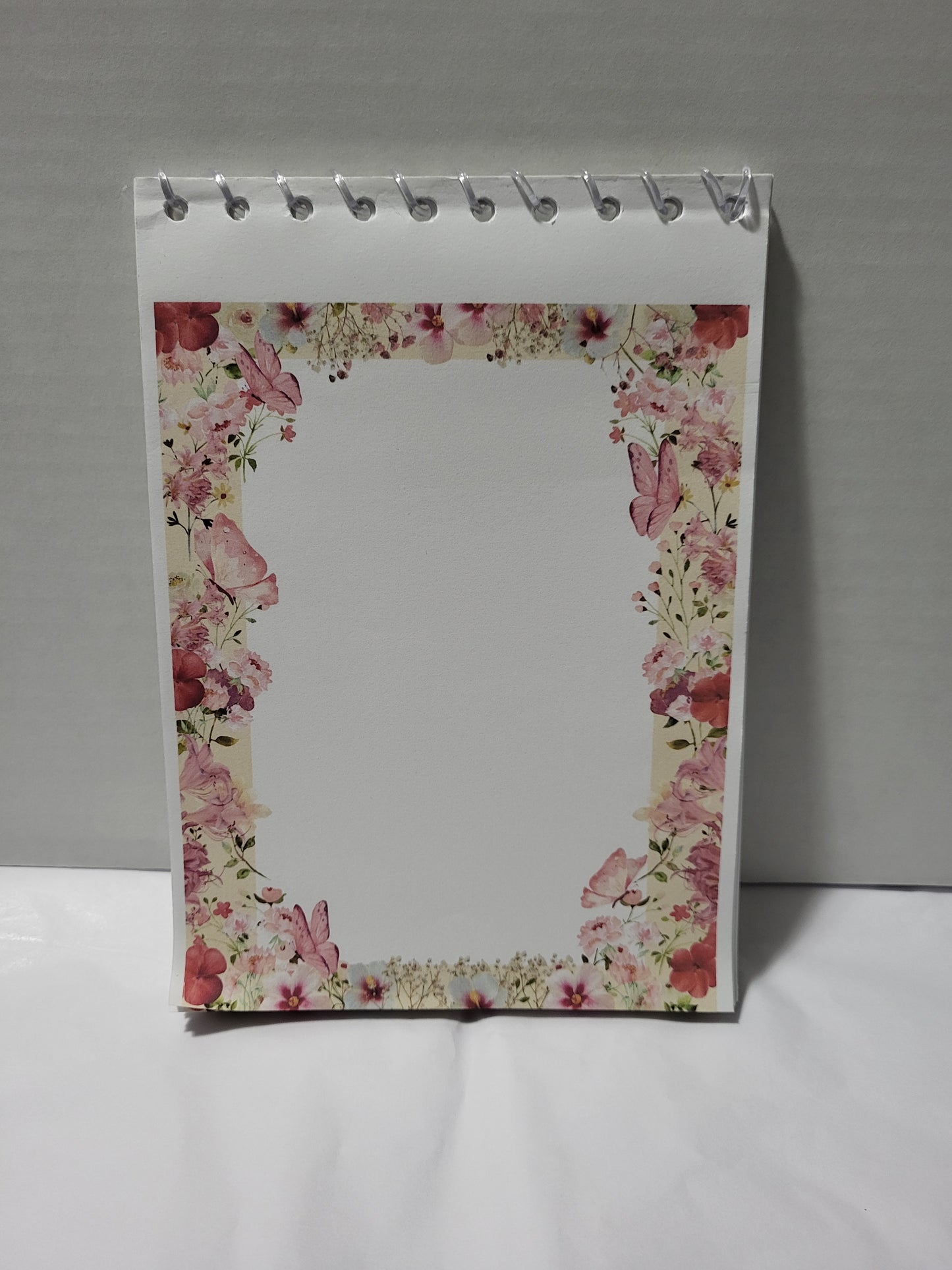 Pink flowery notepad