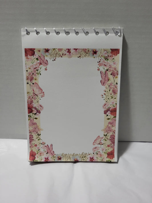 Pink flowery notepad