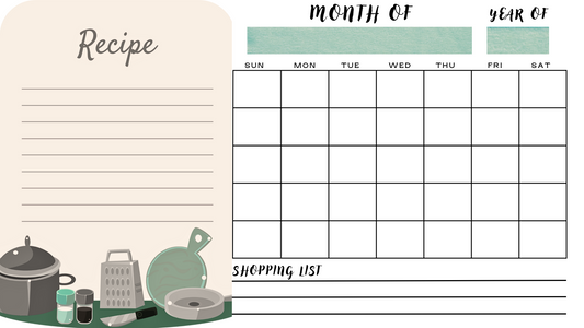 Undated monthly calendar